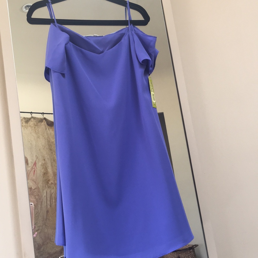 NWT blue fully lined cold shoulder dress